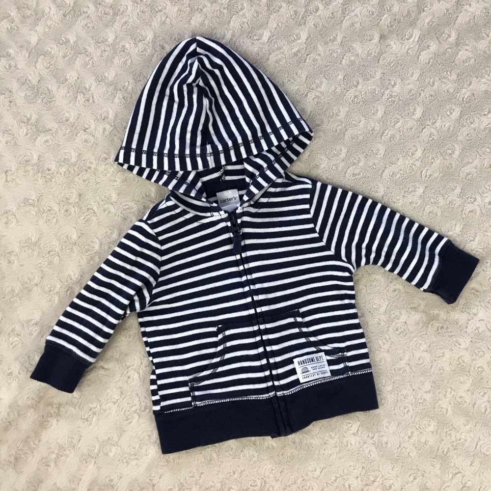 Carter’s Light Hooded Jacket Size 3 Months Stripes - Picture 2 of 5